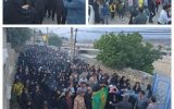 استقبال باشکوه مشایخ بزرگ ده‌شیخ از کاروان زیر سایه خورشیدوحاملان پرچم رضوی